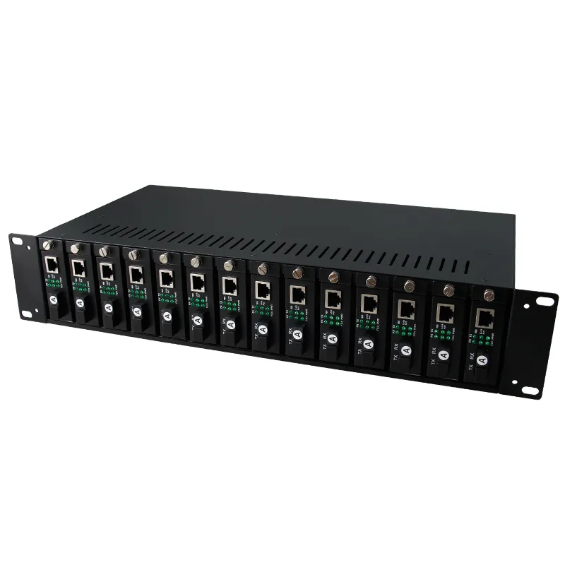14 Slots Media Converter Chassis Rack-Mountable Dual Power Supply (MC-RACK-14-2U)