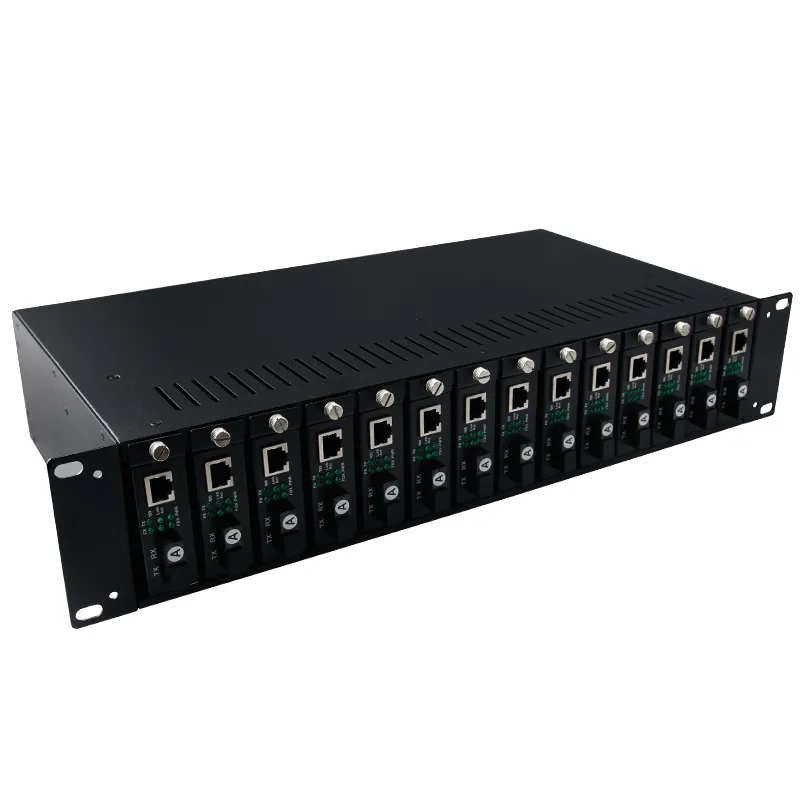 14 Slots Media Converter Chassis Rack-Mountable Dual Power Supply (MC-RACK-14-2U)