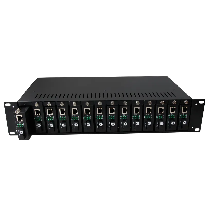14 Slots Media Converter Chassis Rack-Mountable Dual Power Supply (MC-RACK-14-2U)