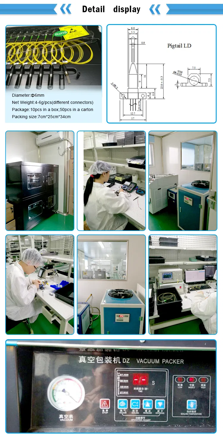 2.5GHz~6GHz 1270~1610nm Coaxial Pigtail CWDM Fiber Optical Laser Module for Analog or Digital Optical Transmission with ISO9001 and RoHS