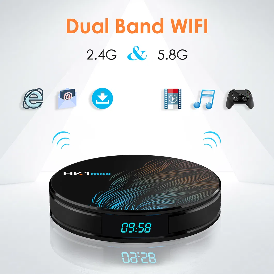 Android TV Box 4K HD HK1 Max Rk3318 Quad-Core 802.11n 2.4G/5GHz WiFi Google TV Box 64bit Supports Airplay Smart TV Box