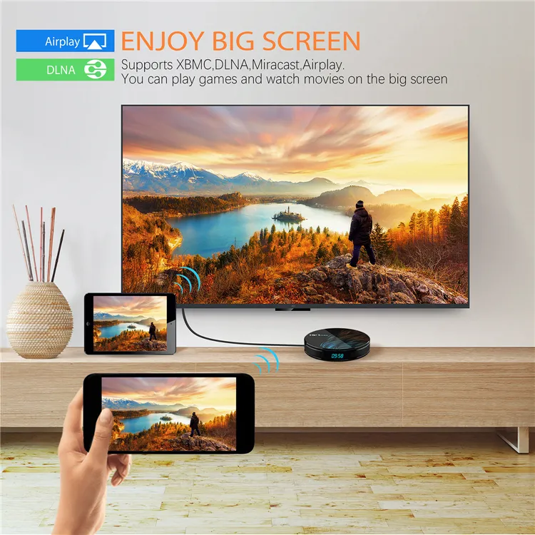 Android TV Box 4K HD HK1 Max Rk3318 Quad-Core 802.11n 2.4G/5GHz WiFi Google TV Box 64bit Supports Airplay Smart TV Box