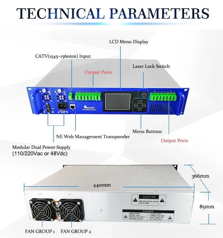 CATV EDFA Price with 16 Output Ports with 2 CATV Inputs