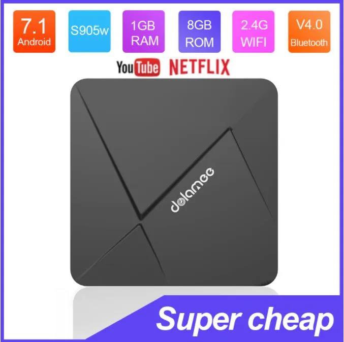 Dolamee D5 Quad Core Amlogic S905W Android 2GB 16GB WiFi 2.4G Support 4K Super Ran 1GB ROM 8GB Android 7.0 Set Top Box