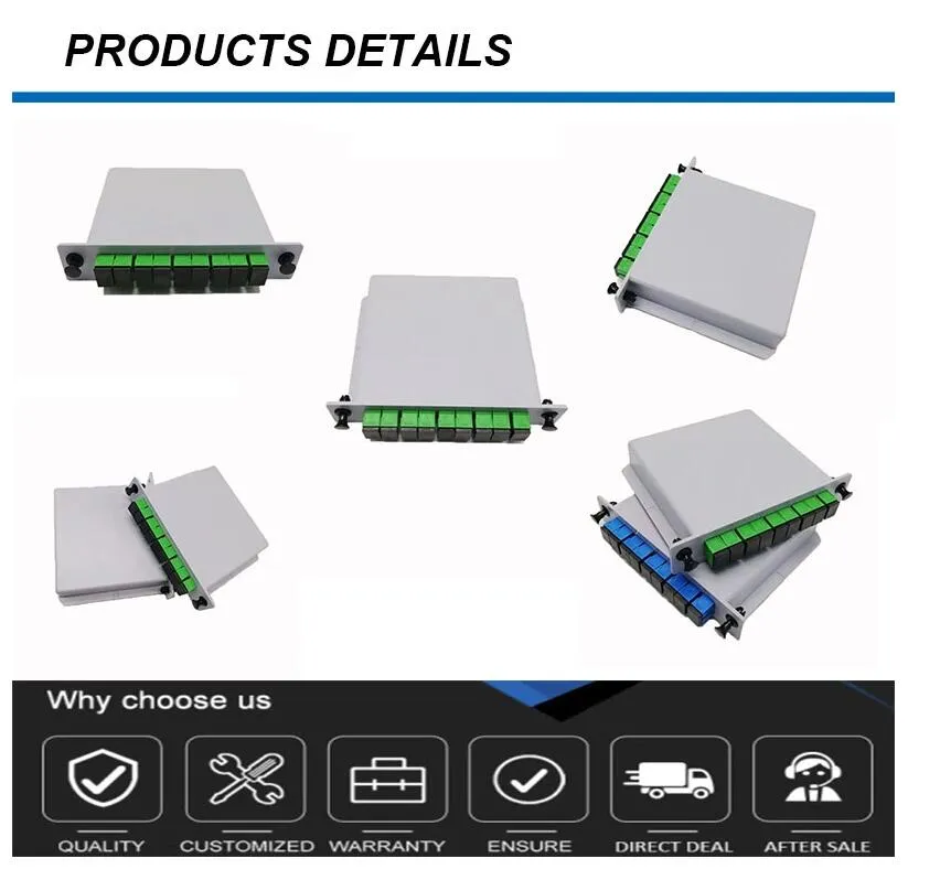 FTTH 1*8 Plug-in Type Fiber Optic PLC Splitter with Sc/Upc Connector