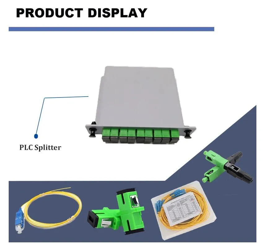 FTTH 1*8 Plug-in Type Fiber Optic PLC Splitter with Sc/Upc Connector