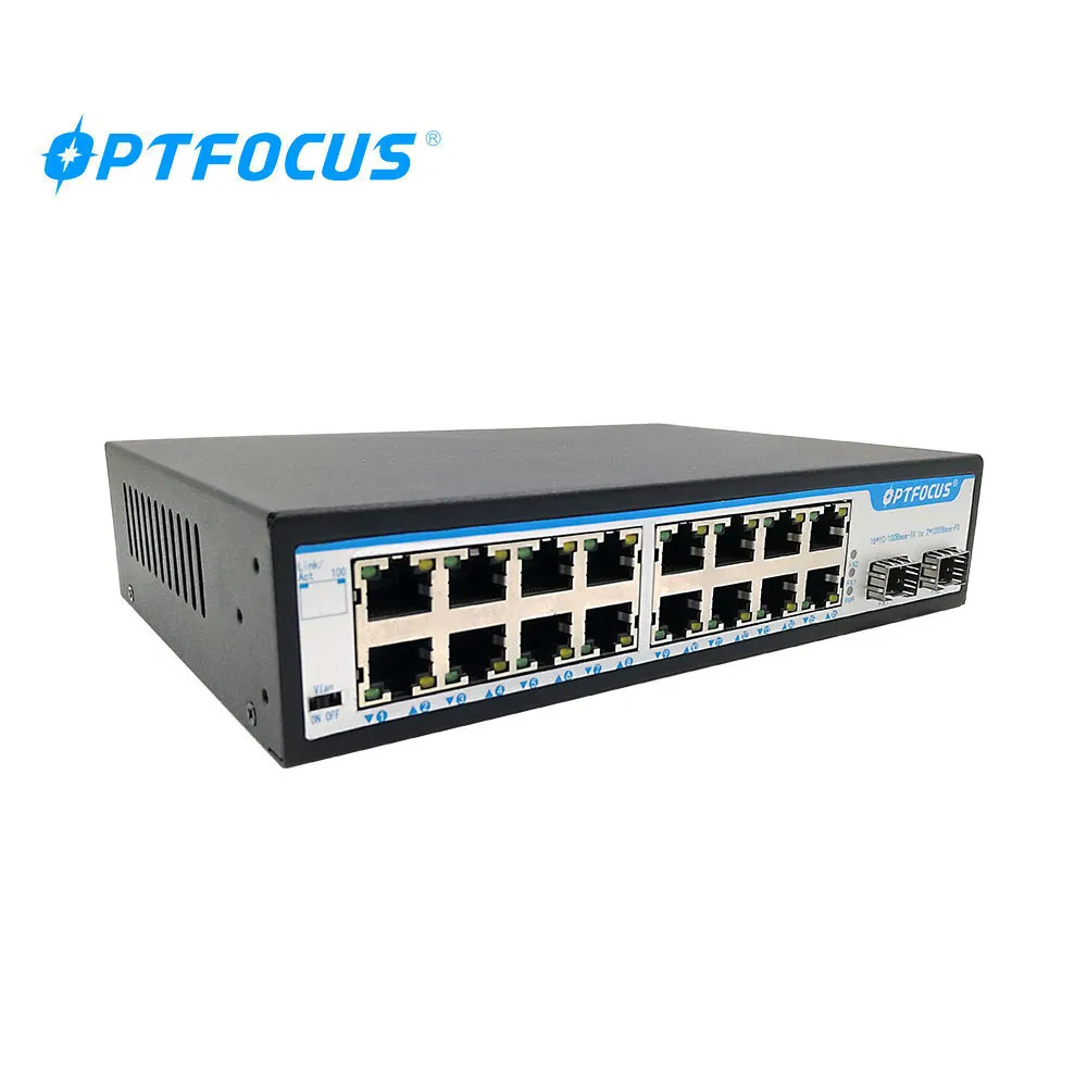Good Compatible 100/1000m Multi-Mode 16 RJ45 Ports Gigabit Fiber Switch 1310/1550nm Ethernet Switch for FTTH