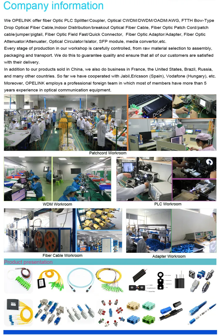 High Quality G652D, G657A1 LC/FC/Sc/St/Mu 2.0/3.0mm Opelink/OEM RoHS 8+1CH Mini CWDM with Upg