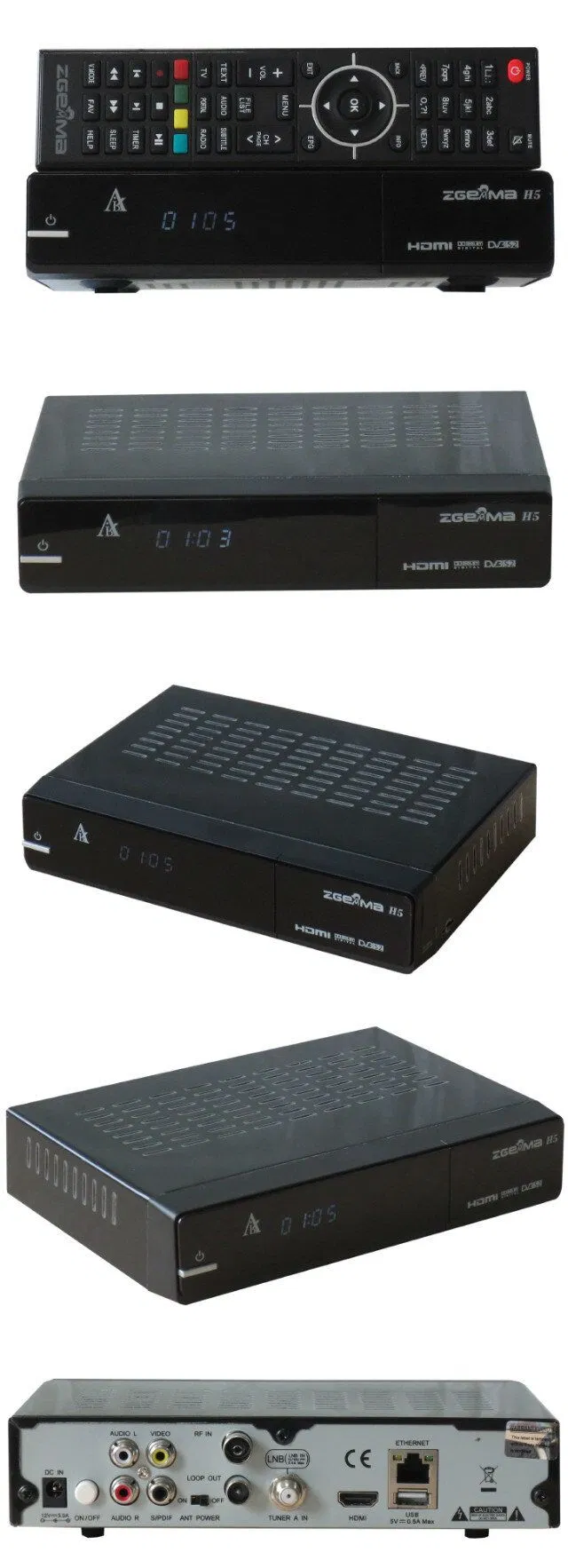 New Hevc H. 265 Decoder Zgemma H5 with Bcm73625 Dual Core Combo DVB-S2+T2/C Tuner