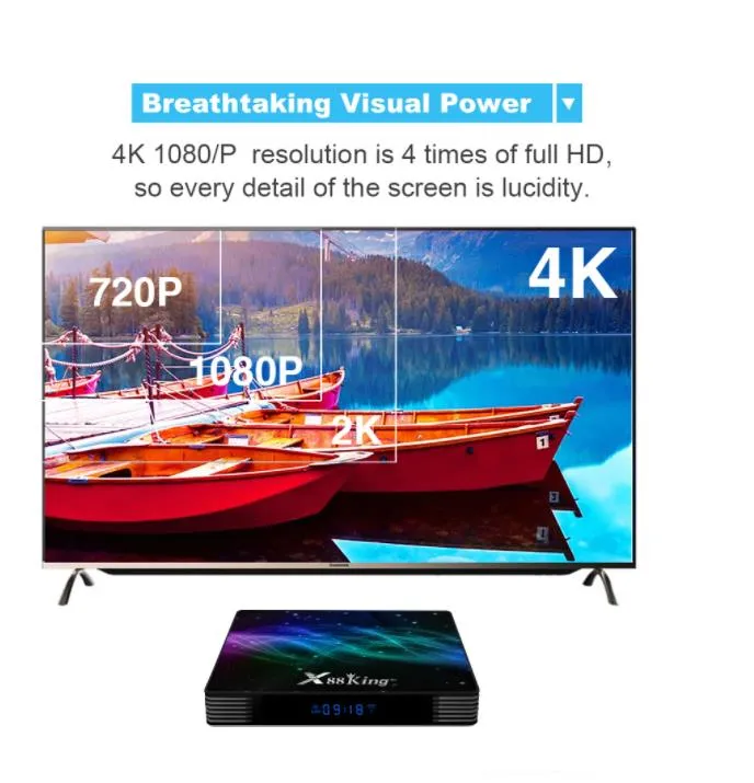 Newest X88 King S922X 4G 128g TV Box Android 9.0 DDR4 TV Box Bt 5.0 Full Tilt Chipset Smart Set Top Box X88king