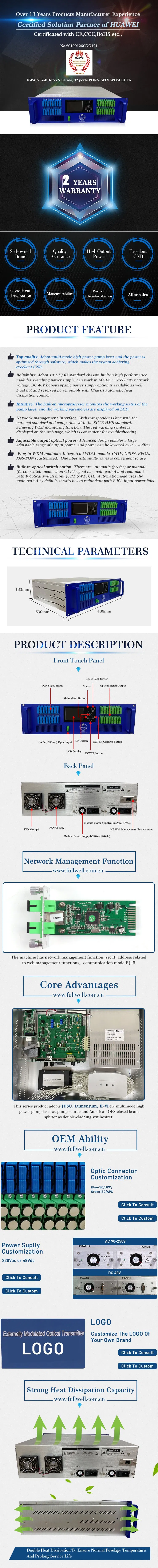 OEM Logo of 32 Port Wdm EDFA with Pon Olt