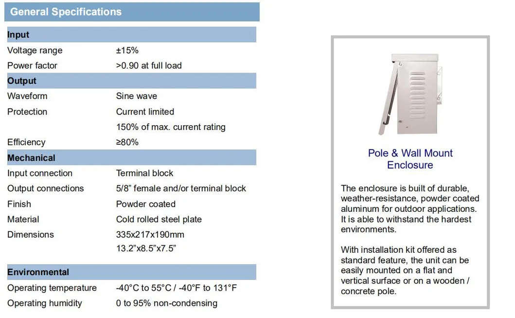 Outdoor Weatherproof CATV Non-Standby Power Supply 60V 15A