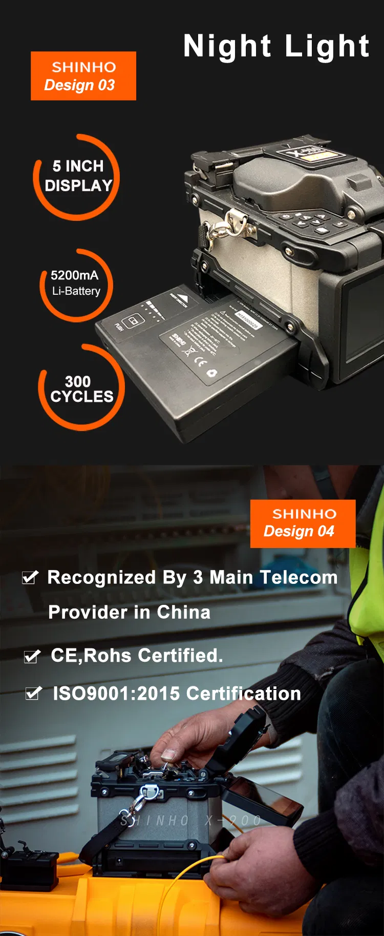 Shinho Outdoor Multi-Function 6 Motors Core to Core Alignment Fiber Fusion Splicer X-900 Low Splicing Loss