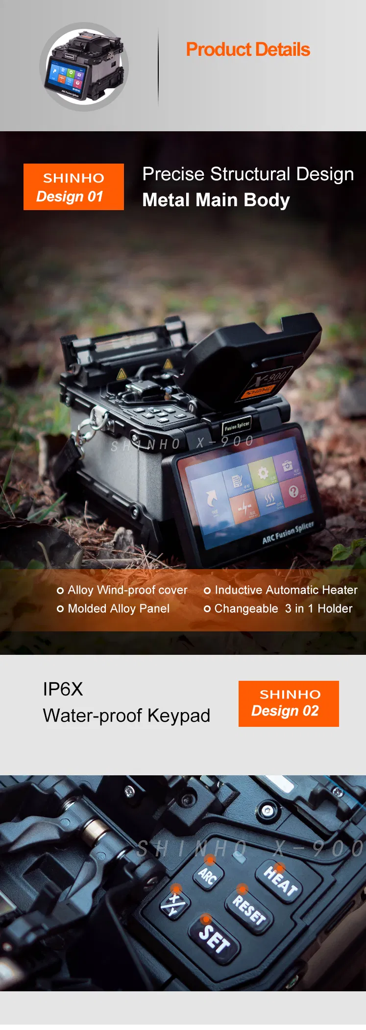 Shinho Outdoor Multi-Function 6 Motors Core to Core Alignment Fiber Fusion Splicer X-900 Low Splicing Loss