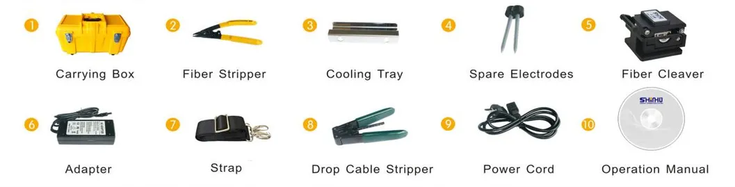 Shinho X-900 6 Motors Fusion Splicer Kit with Fiber Cleaver for Naked Fiber Drop Cable Patch Cords