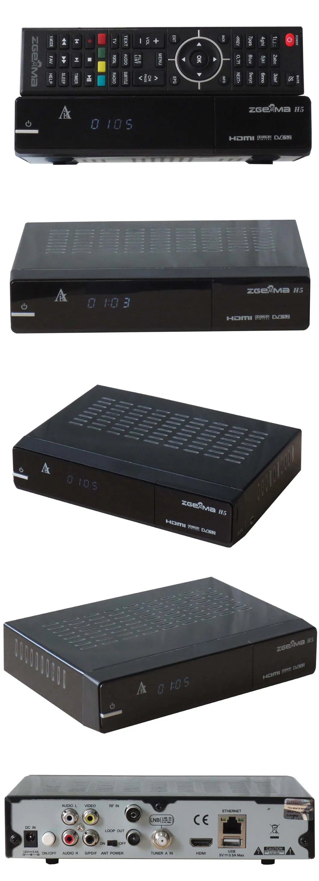 Super Efficient CPU Zgemma H5 Sat Receiver Bcm73625 Dual Core Hevc/H. 265 DVB-S2+T2/C Twin Tuners