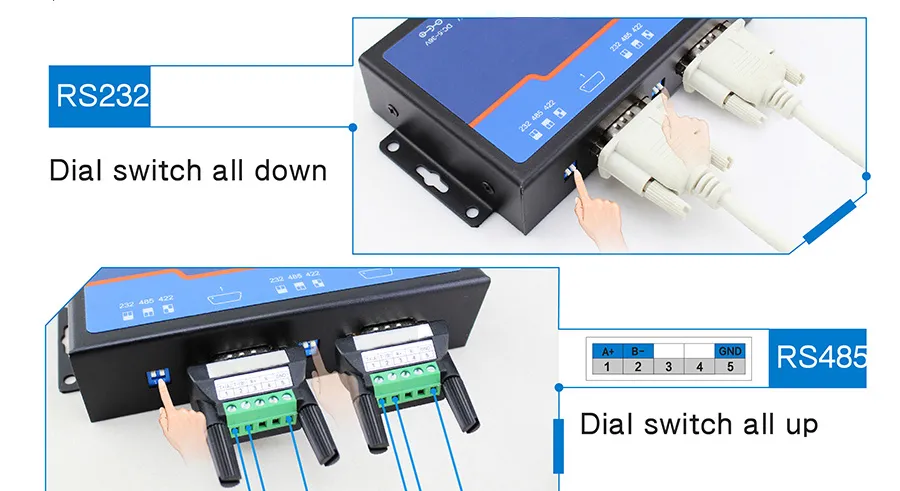 TCP/UDP Data Package /RS232/RS485/RS422 2 Ports Serial to Ethernet Servers