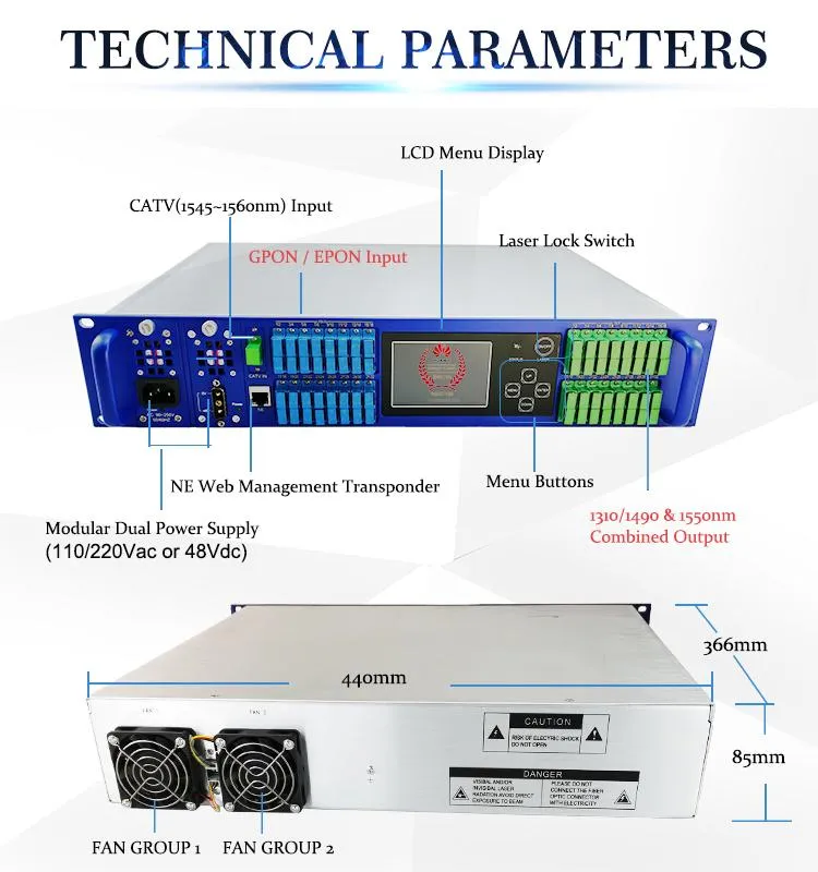 Wdm EDFA CATV Optical Amplifier EDFA 2u High Power Optical Amplifier CATV Wdm EDFA with 32 Ports
