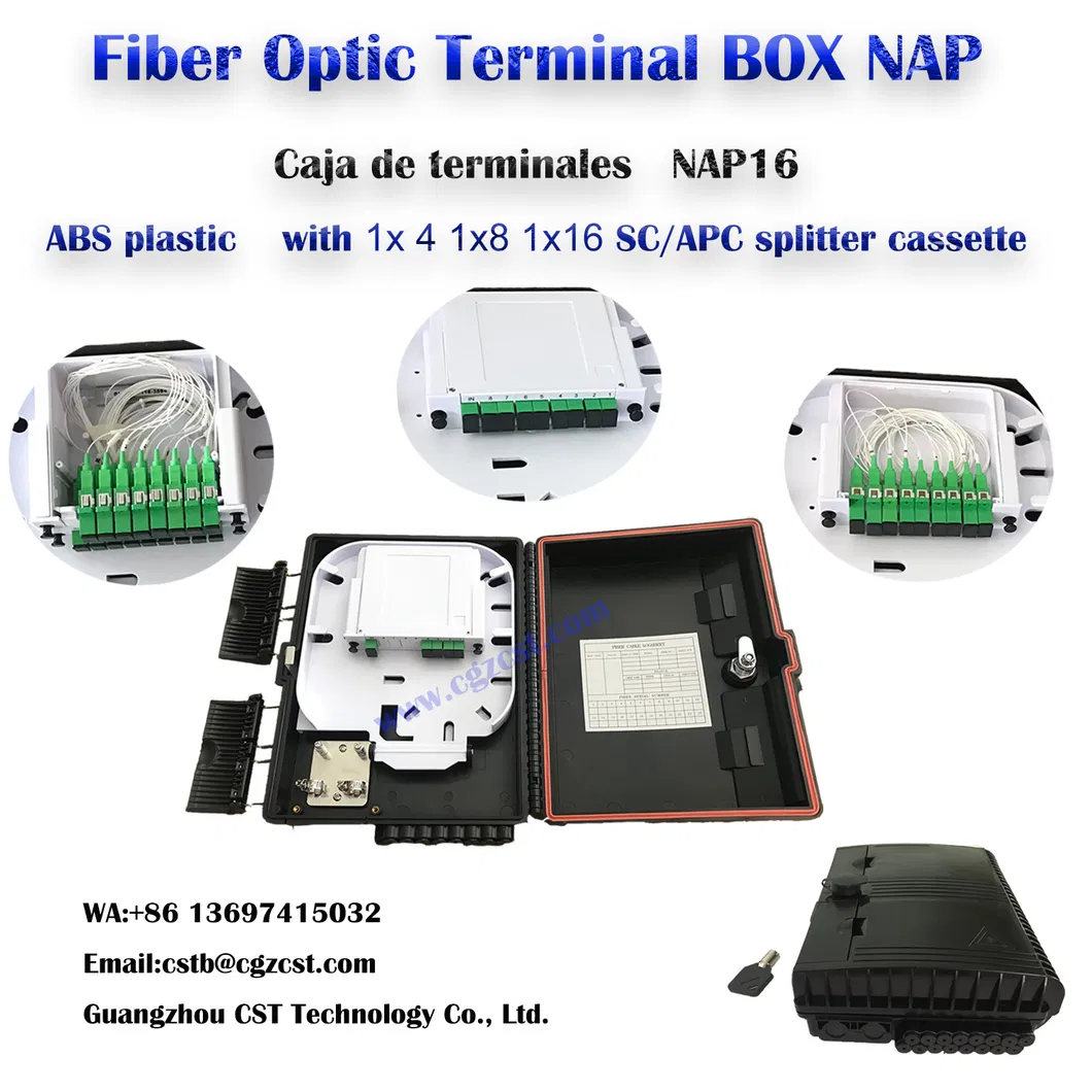 Wholesale 16port ABS Optics Fiber Termination Box Indoor/Outdoor FTTH Fiber Optic Distribution Box Otb-0216-D3 with Splitter Cassette FTTH Nap16