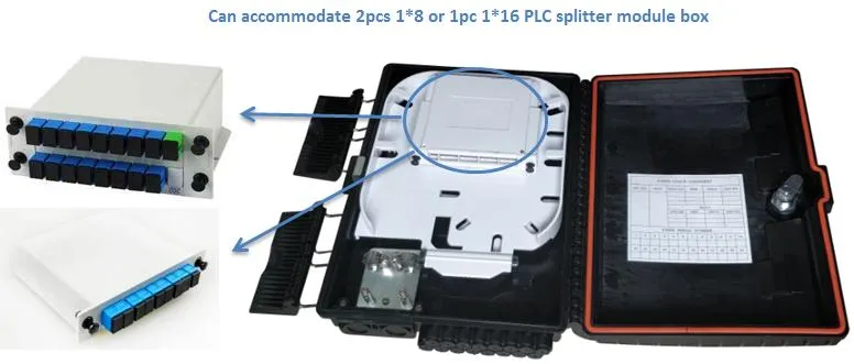 Wholesale 16port ABS Optics Fiber Termination Box Indoor/Outdoor FTTH Fiber Optic Distribution Box Otb-0216-D3 with Splitter Cassette FTTH Nap16